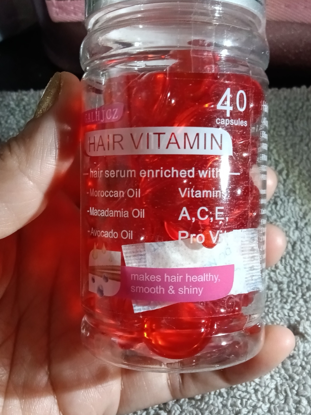 Hair Vitamin Capsules - Red Gel Serum - 40 Count